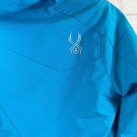 Spyder Girls Youth 8 Blue Lola Fur Lined Hooded Winter Ski Snow Jacket - Picture 13 of 13